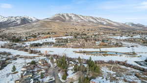 View of mountain background with nearby suburban area
