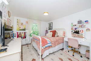 Bedroom with an office area