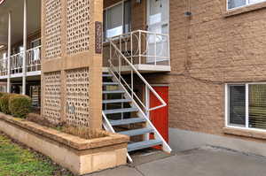 View of building exterior with stairway