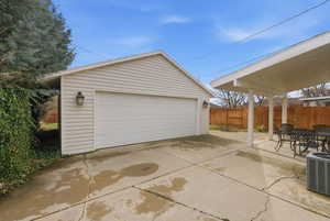 View of detached garage