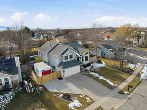 Aerial perspective of suburban area
