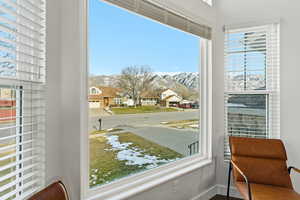 Interior space with mountains and baseboards