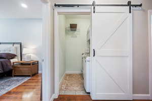 Closet with washer and clothes dryer