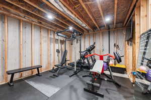 Workout area with rubber floors