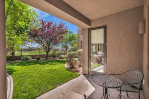 Fenced yard with a patio