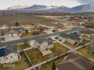 Aerial perspective south side of property with Ogden River in the background.