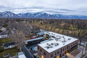 Aerial view of a mountainous background