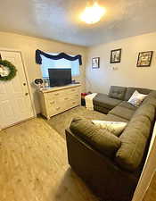 Living area featuring wood finished floors
