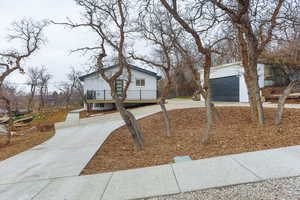 View of yard with concrete driveway