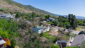 Expansive hillside property featuring established trees and surrounding mountain terrain