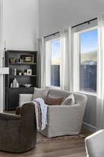 Living area featuring wood finished floors