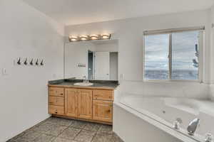 Jetted corner tub to soak and relax!