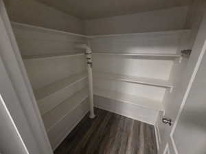 Basement walk in pantry with Radon system.
