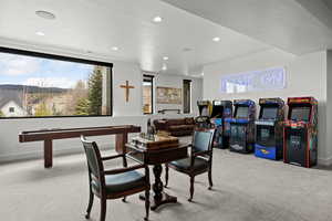 Game room featuring recessed lighting