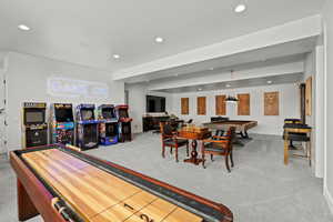 Game room featuring recessed lighting
