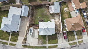 Aerial perspective of suburban area