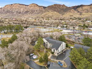 Bird's eye view of a mountain backdrop