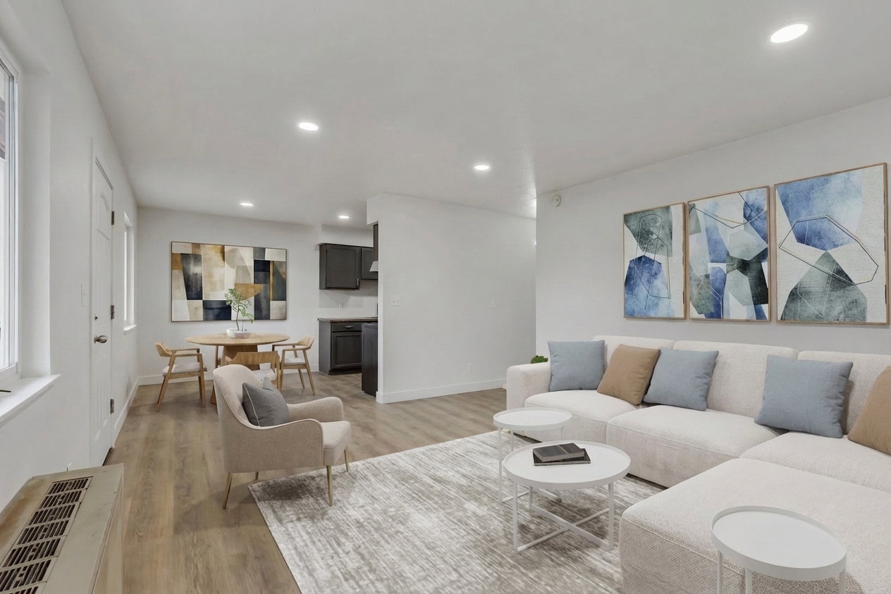 Living room with virtual staging