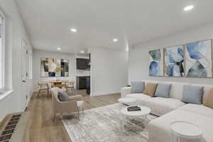 Living area with virtual staging