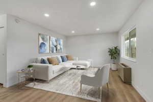 Living area with virtual staging