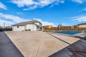 View of swimming pool featuring community basketball court, a residential view, and patio surround
