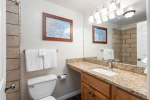 Full bathroom with vanity and a shower