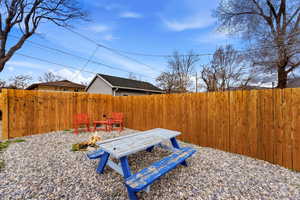 View of fenced backyard