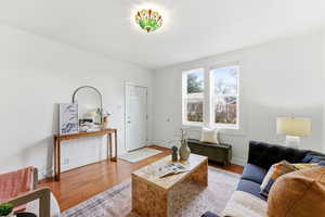 Living room featuring wood finished floors