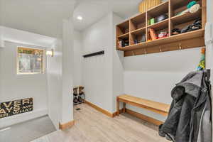 Ski/mud room with hard surface floors and lots of room for storage