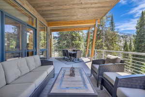 Covered deck and outdoor lounge area