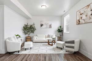 Living room with wood finished floors