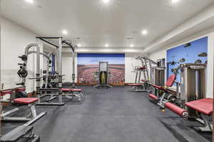 Gym with recessed lighting