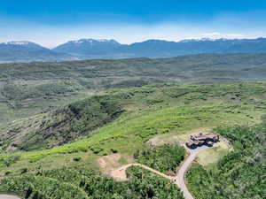 Aerial view of a mountainous background