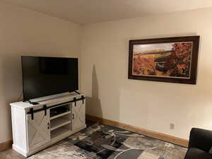 Living room featuring baseboards and light wood-style floors