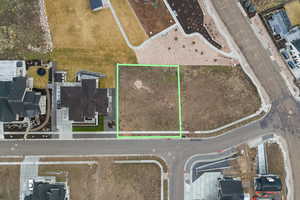 Aerial overview of property's location featuring property boundaries highlighted