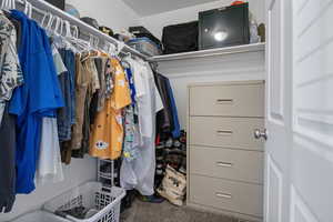 Walk in closet featuring carpet