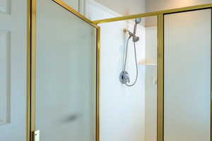 Bathroom with a stall shower
