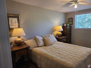 Bedroom featuring a ceiling fan