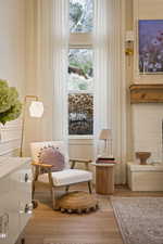 Living area with light wood-style flooring