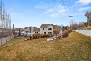 View of fenced backyard