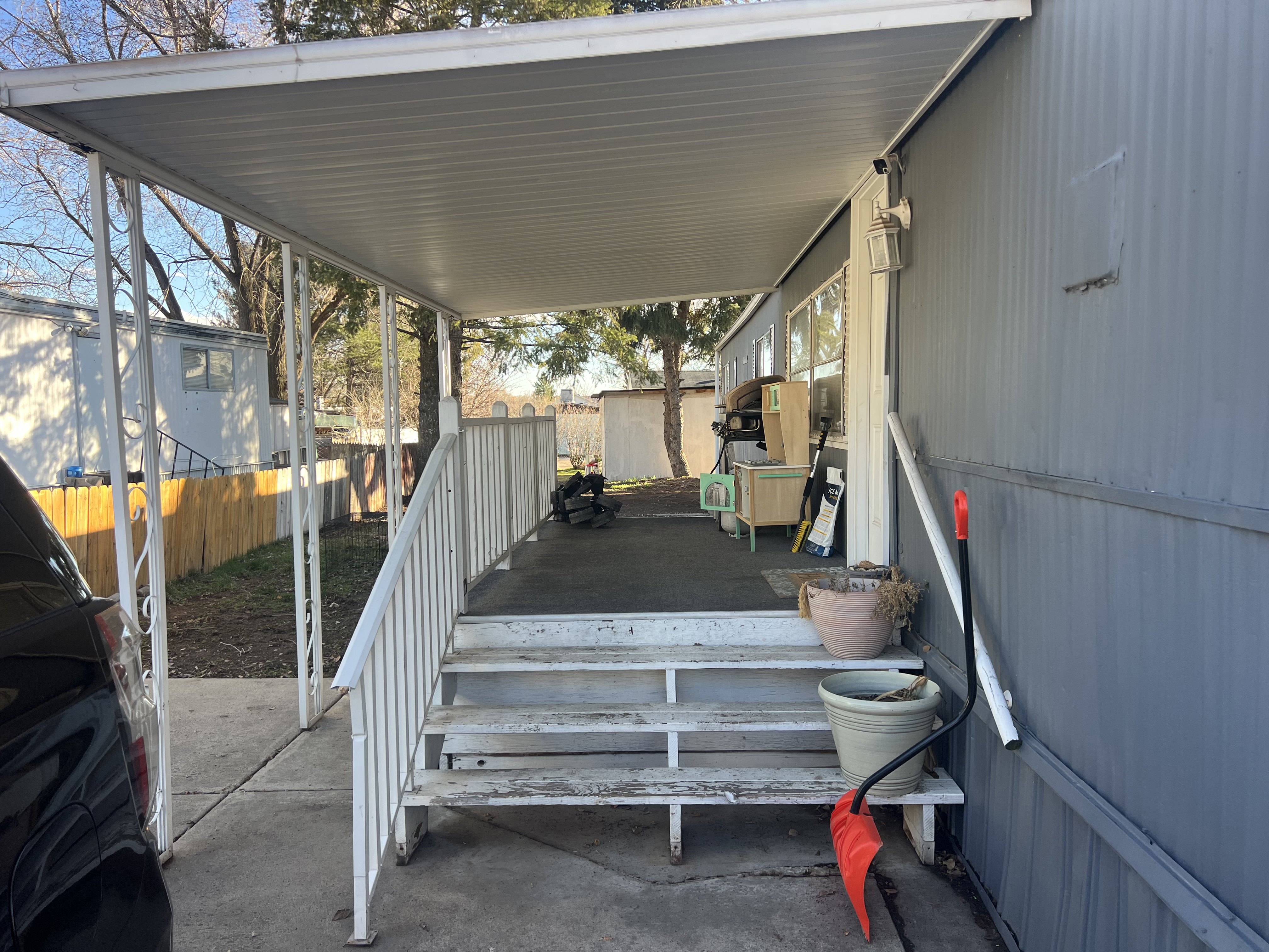 View of patio / terrace with an outbuilding
