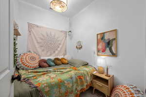 Bedroom featuring vaulted ceiling