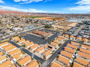 Drone / aerial view of a mountainous background