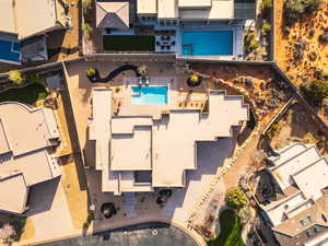 Drone / aerial view of a pool
