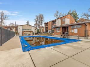 Community pool featuring a gazebo