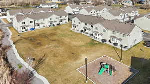 Aerial perspective of suburban area