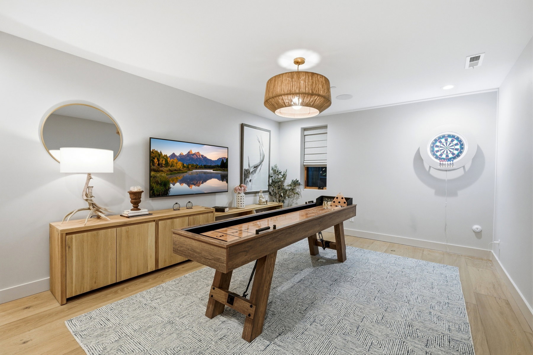 Playroom featuring light wood-style floors and recessed lighting