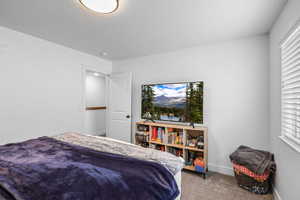 Bedroom with carpet and baseboards