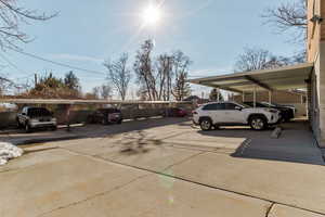 View of covered parking lot