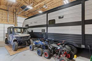 Garage with metal wall